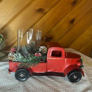 Holiday Red Truck Candle Holder